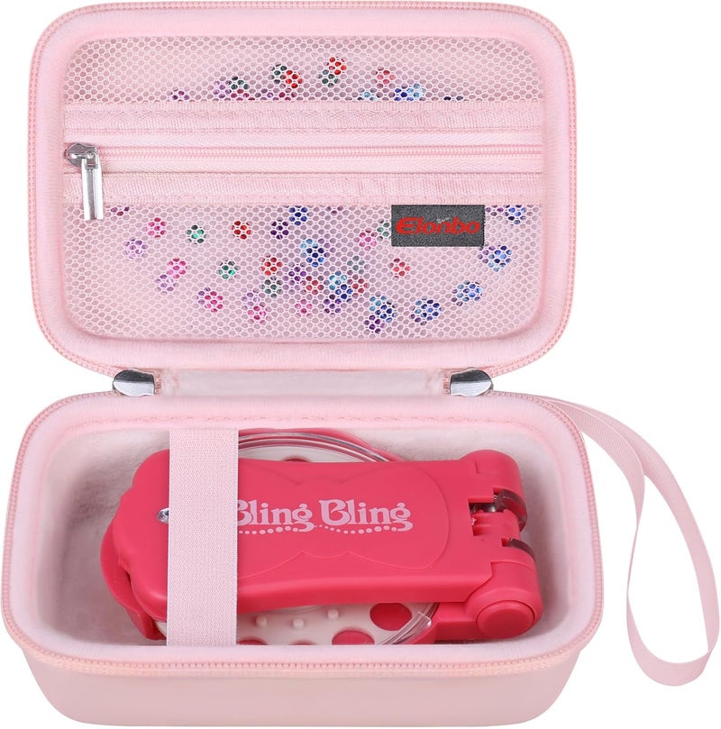 Elonbo Carrying Case for Blinger Dazzling Starter Kit, Blinger Kids Glam Collection Starter Kit Storage Bag, Kids Hair Styling Tool Travel Organizer Holder, Pocket fits Gems Rhinestones, Light pink - Image 1